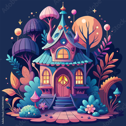 fairy tale castle with christmas tree