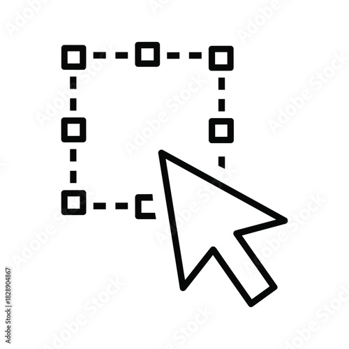 Cursor selecting area with dashed line and anchor point icon