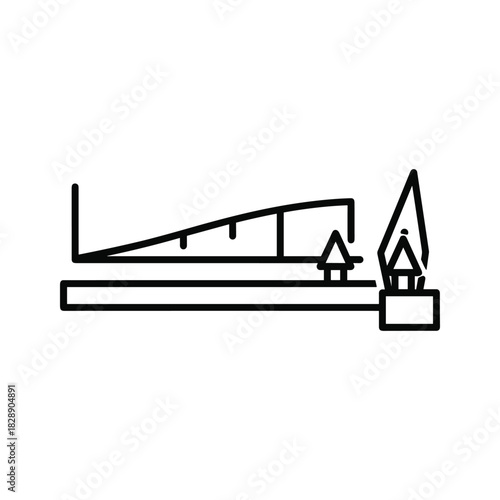 Line art icon representing gas flow control and ignition isolated on