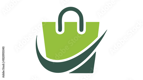 Green shopping bag with check mark