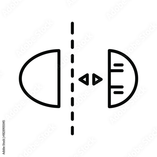 Black and white icon representing horizontal mirror symmetry or reflection