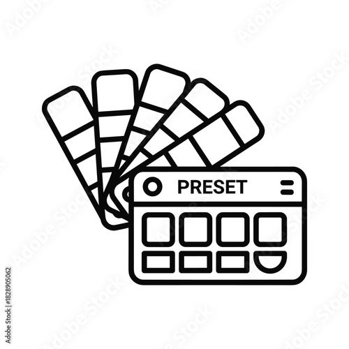 Icon representing color preset selection with swatches and control panel