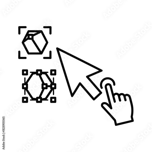 Cursor selecting 3d object transformation bounding box icon