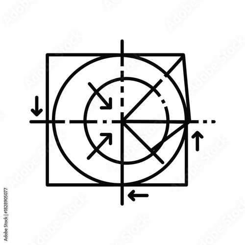 Geometric tolerance symbol for circularity or cylindricity isolated on white