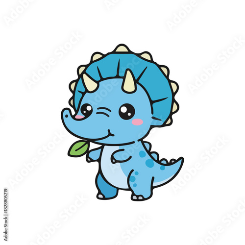 Cute Blue Triceratops Cartoon