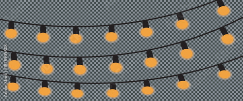 Vector Christmas lights. Christmas garland PNG. Christmas light PNG. Christmas decoration. LED Lamps
