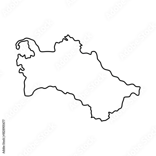 Outline Map of Turkmenistan A Simple Black and White Illustration of the Central Asian Country