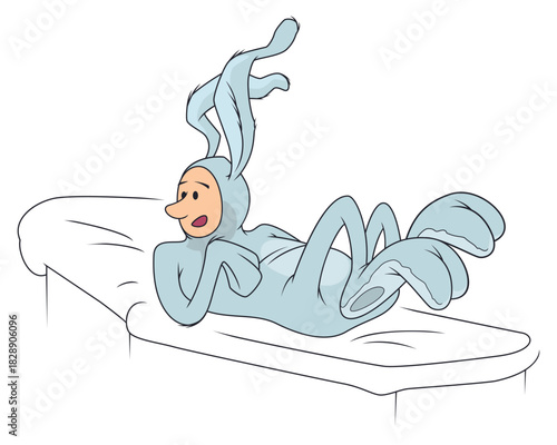 Worried patient lying on couch.