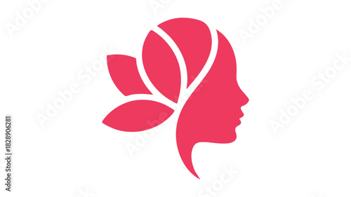 Woman's profile lotus flower icon