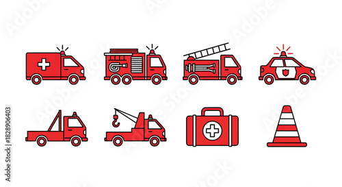 Emergency Vehicles and First Aid Kit Collection.