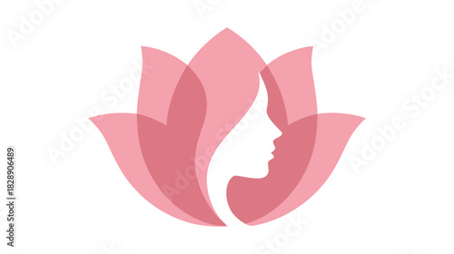 Woman face in lotus flower logo