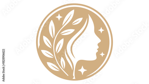 Natural beauty woman profile logo