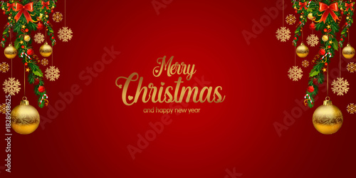 christmas background with christmas balls and branches, holiday celebration ,vector illustration.