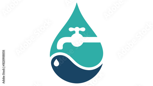 Water drop with tap icon design