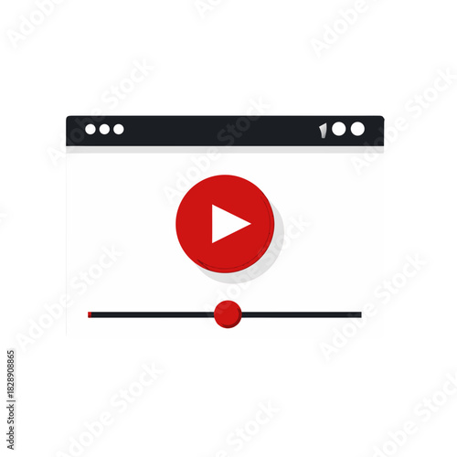 Free Download Red Play Button Centered On White Screen With Film Strip Border Flat Vector Art Media Player Interface - GFXLoad