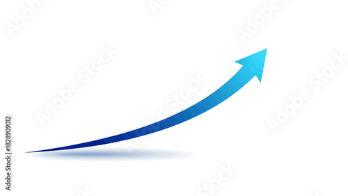 Blue arrow curving upwards on a white background, symbolizing growth and progress
