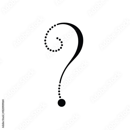 Stylized question mark with dotted spiral design