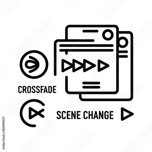 Icon set for video editing transition effect selection