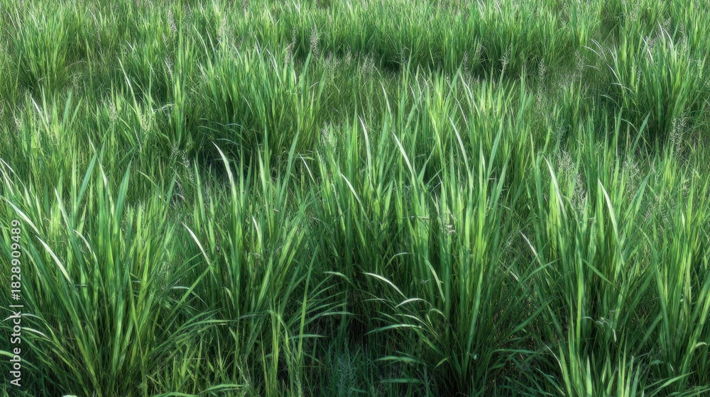 Fototapeta premium Lush Green Grass Field Under Bright Sunlight with Vivid Textures and Natural Beauty for Landscape and Nature Themes