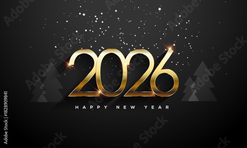 2026 Happy New Year Greeting Card Gold