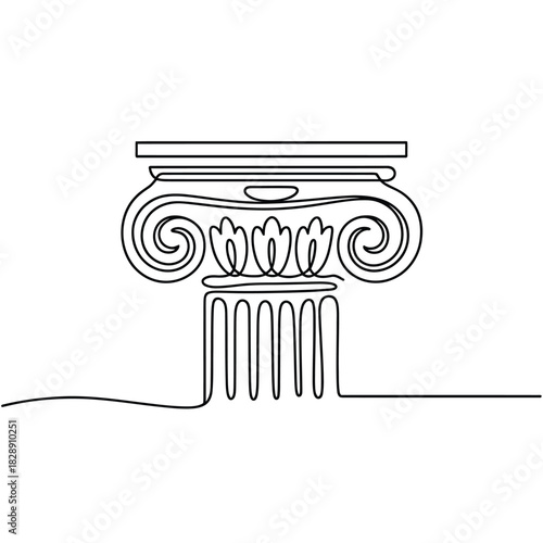 Elegant ionic column capital in minimalist line art style