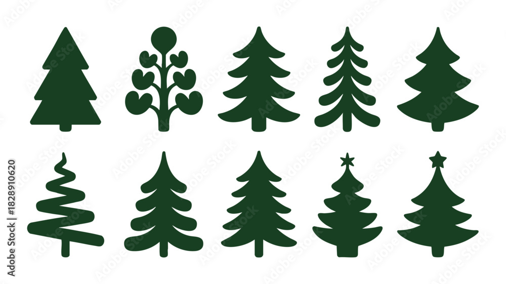 Fototapeta premium Christmas tree vector icons set