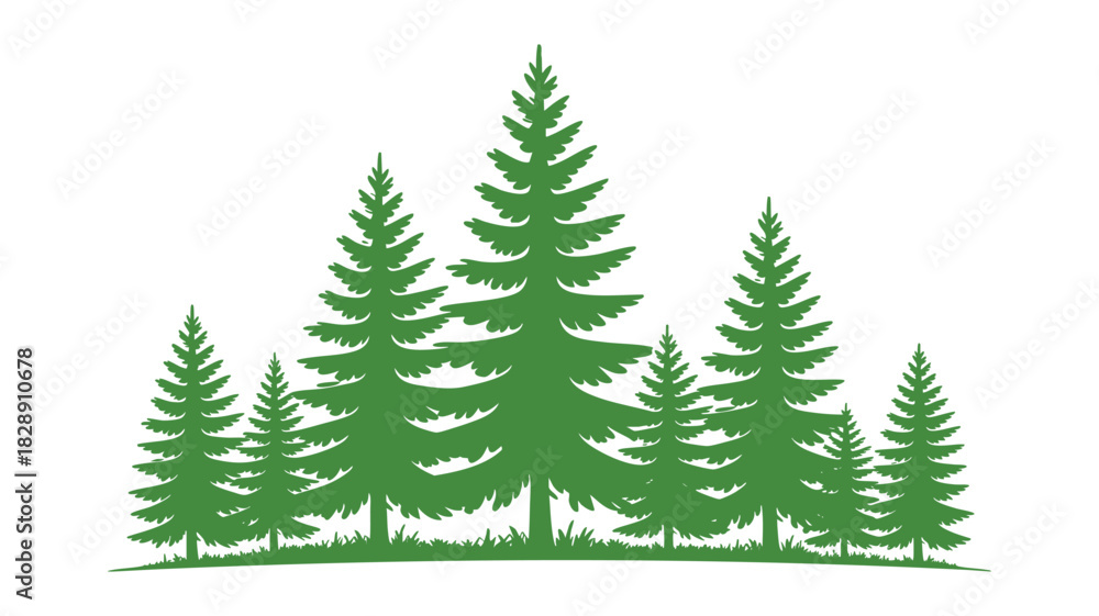 Obraz premium Green pine tree forest vector art