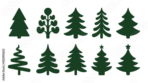 Christmas tree vector icons set