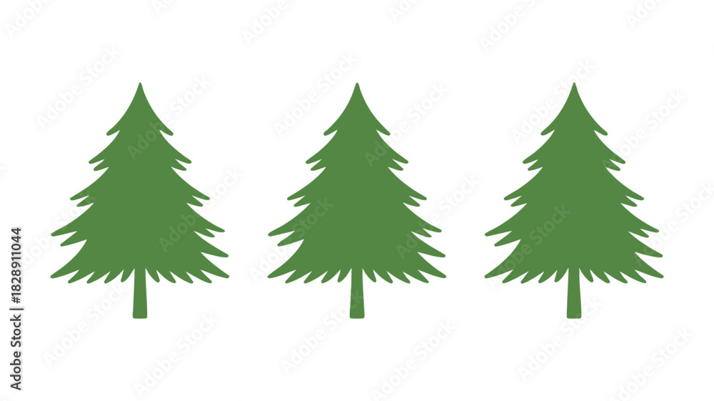 Fototapeta premium Green stylized evergreen trees