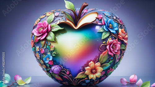 luxurious apple filled with flowers. decorative flower apple	
