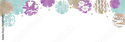 雪輪 Japanese Modern Watercolor Round Frame Header Set