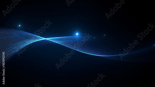 Abstract blue light wave on dark background representing technology innovation and futuristic concepts