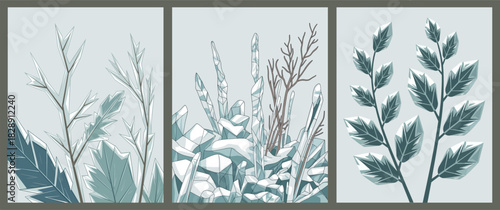 Glacial Leaves Ice Plants Abstract Art