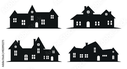 Silhouette of Haunted House Spooky Vector Design for Halloween