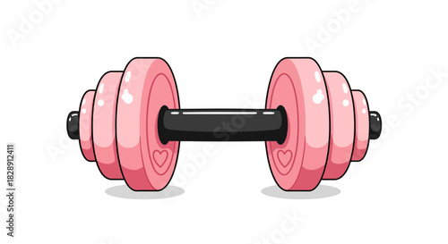 A charming pink dumbbell graphic for fitness enthusiasts seeking a touch of whimsy in their