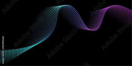 Vibrant Data Stream Particle Wave on Dark Background