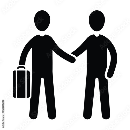 Travel agent guide trip service silhouette icon on white background