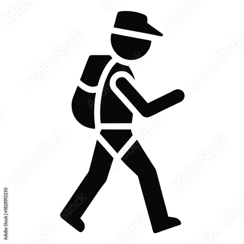 Tourism backpack trip wanderlust silhouette icon on white background