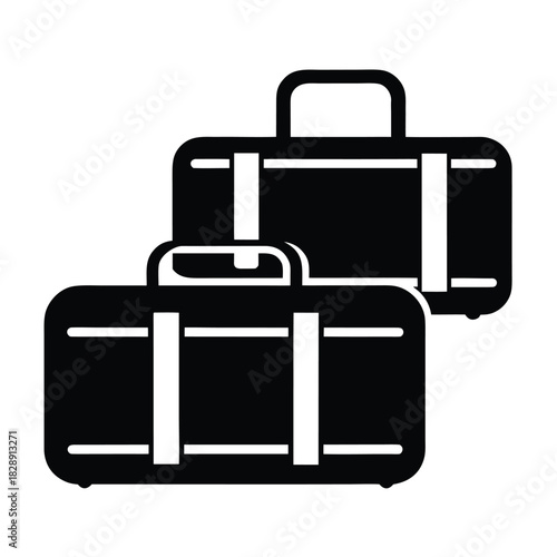 Suitcases baggage travel luggage silhouette icon on white background