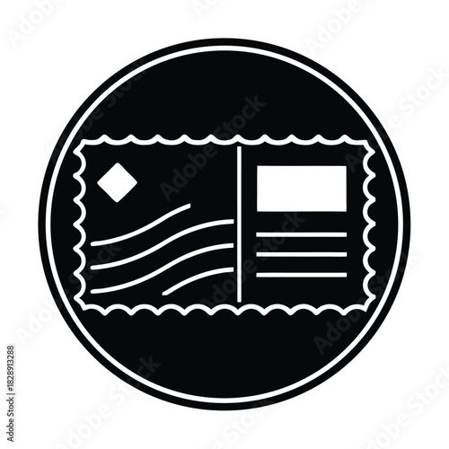 Postcard stamp mail travel silhouette icon on white background