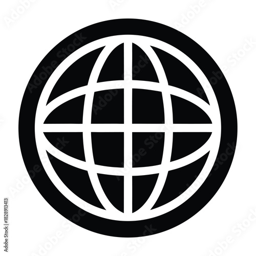 Globe world map travel silhouette icon on white background