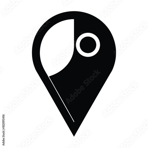 Distance location route pin silhouette icon on white background