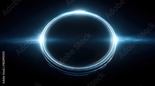 Wallpaper Mural Abstract glowing circular frame design with radiant light effects on black background suitable for modern graphics, technology themes and digital art projects Torontodigital.ca
