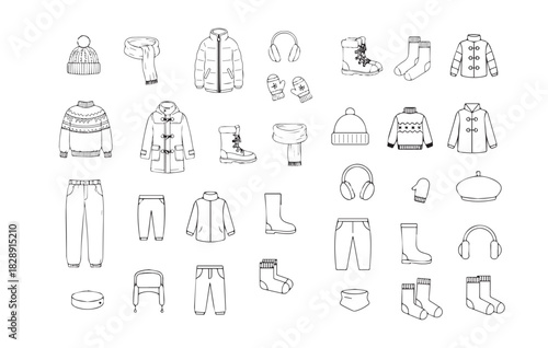 Collection of winter clothes and accessories