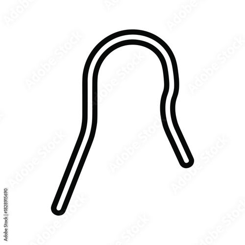 Outline illustration of an rclip or cotter pin, a mechanical fastener, isolated on