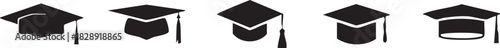 Graduation caps icon Set, A symbolic collection of graduation caps, representing the achievement of educational milestones and the pursuit of knowledge. Vector illustration !