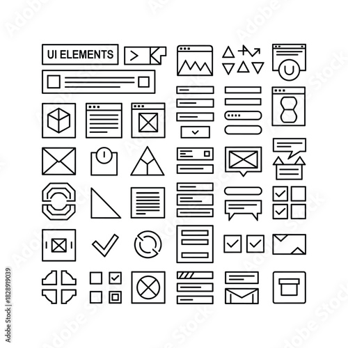 Set of user interface ui elements and icons for web and app design, isolated on