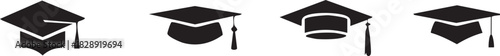 Graduation caps icon Set, A symbolic collection of graduation caps, representing the achievement of educational milestones and the pursuit of knowledge. Vector illustration !