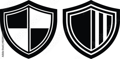 Shield Security Icon Set – Cyber Protection Symbols, Privacy Guard Badges, Antivirus, Firewall, Encryption, Secure Login, Data Safety, Web Protection Icons for Digital and Network Security