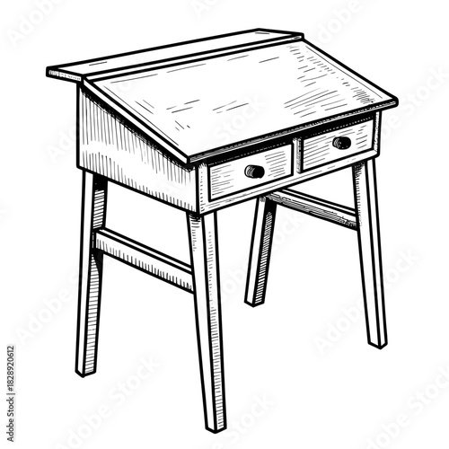 Wooden writing desk with two drawers in minimalist style  